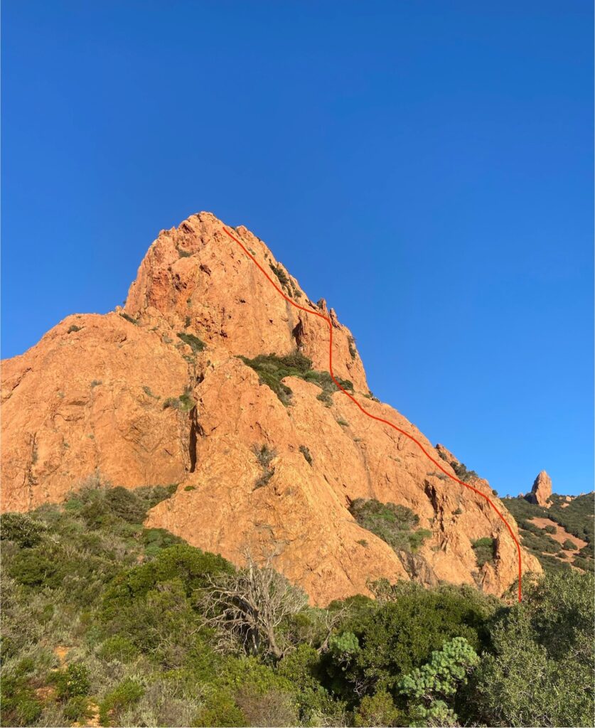 tracé de l'arête de la fenêtre au Rocher Saint Barthélemy